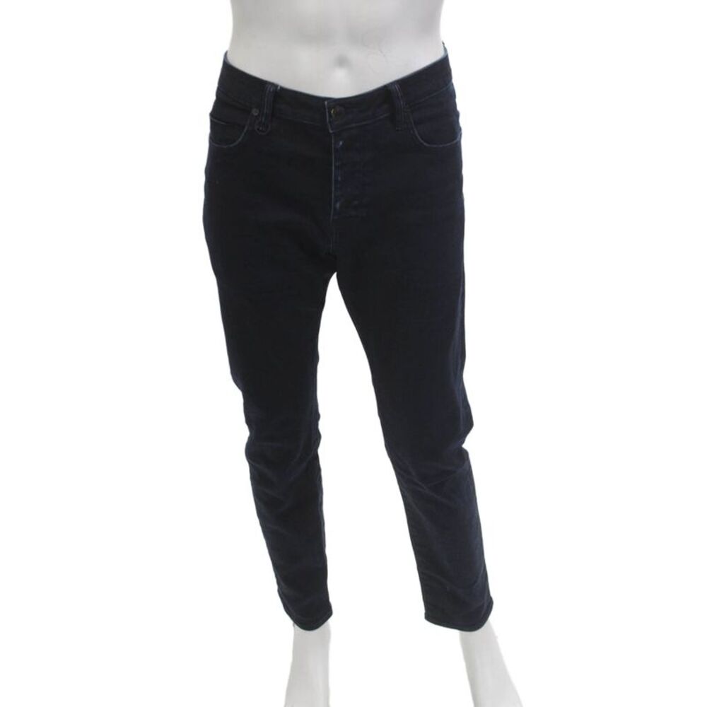 Neuw Mens Skinny Tapered Dark Blue Mid Rise Button Fly Jeans Size 34